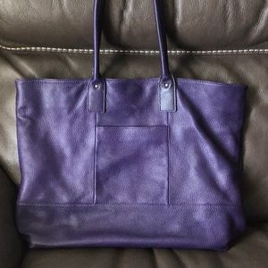 Beautiful dark purple leather tote.
